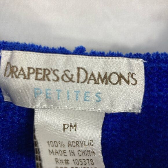 Draper's & Damon’s Sweater SZ M Bright Blue Petite Pull-over Button Neck Soft - Picture 4 of 7